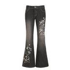 Floral Flared Denim
