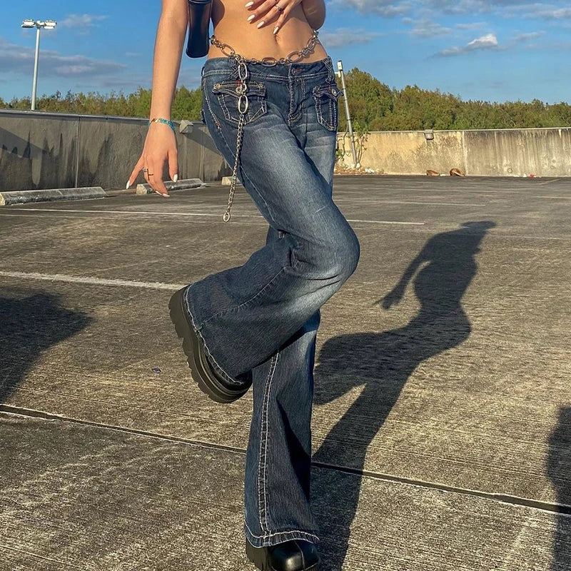 Grunge Vintage Low Waisted Denim Jeans
