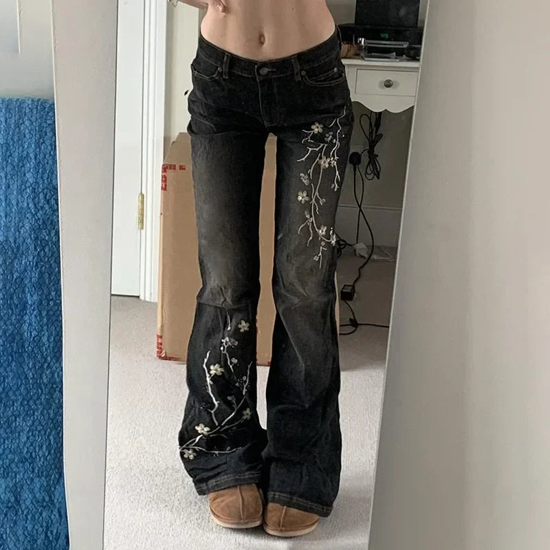 Floral Flared Denim
