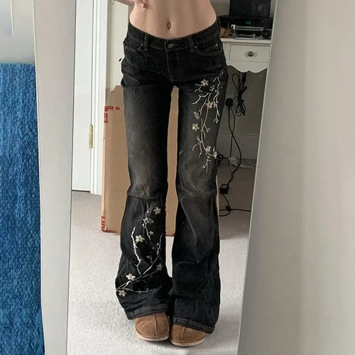 Floral Flared Denim