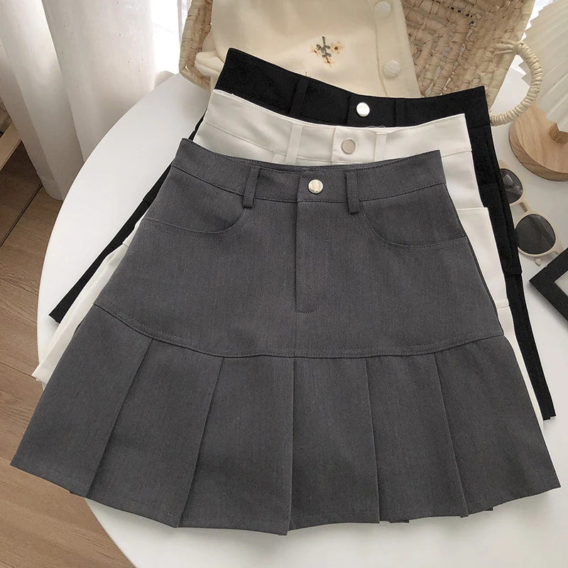 Vintage High Waist Pleated Skirt