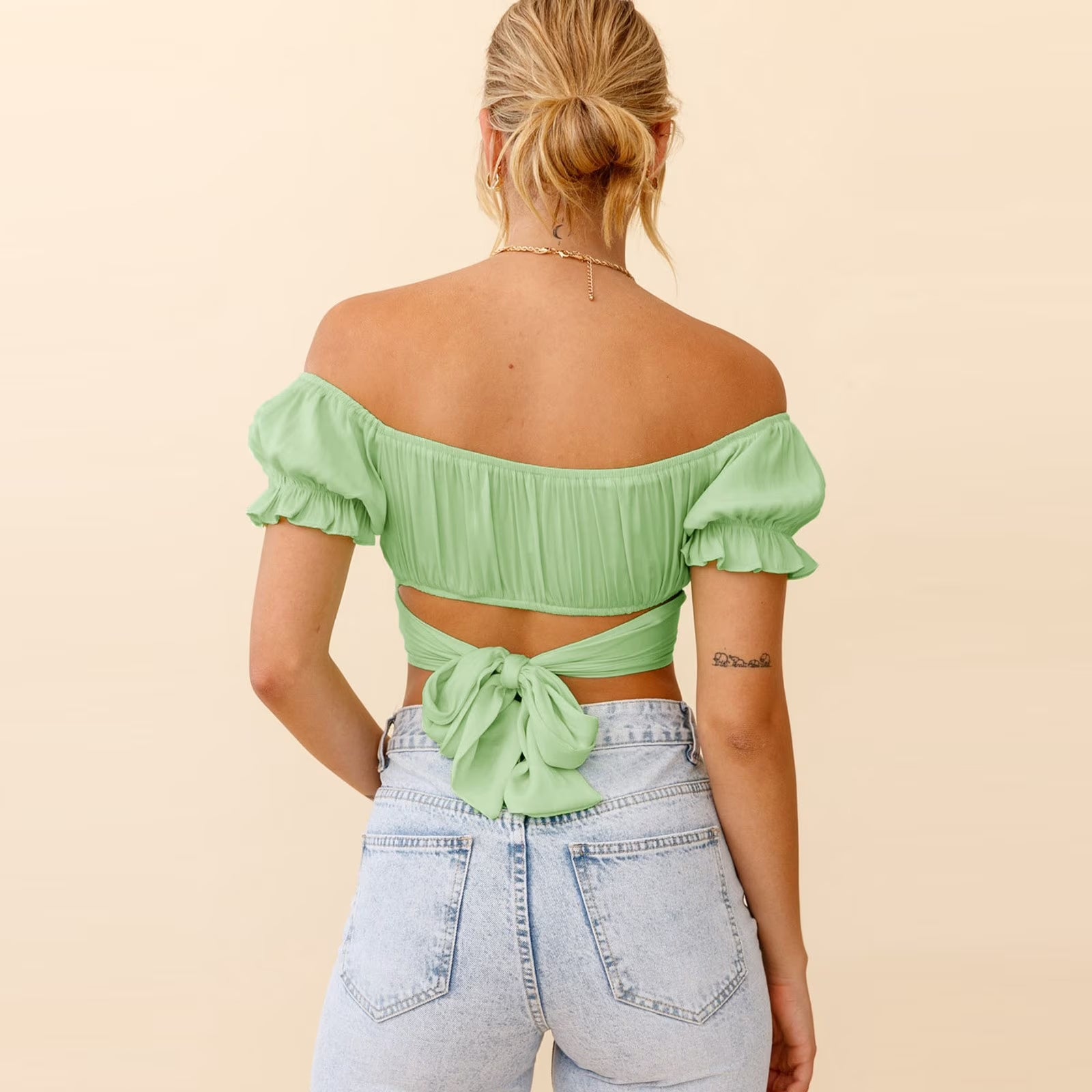 Ruffle Tie-Up Crop Top