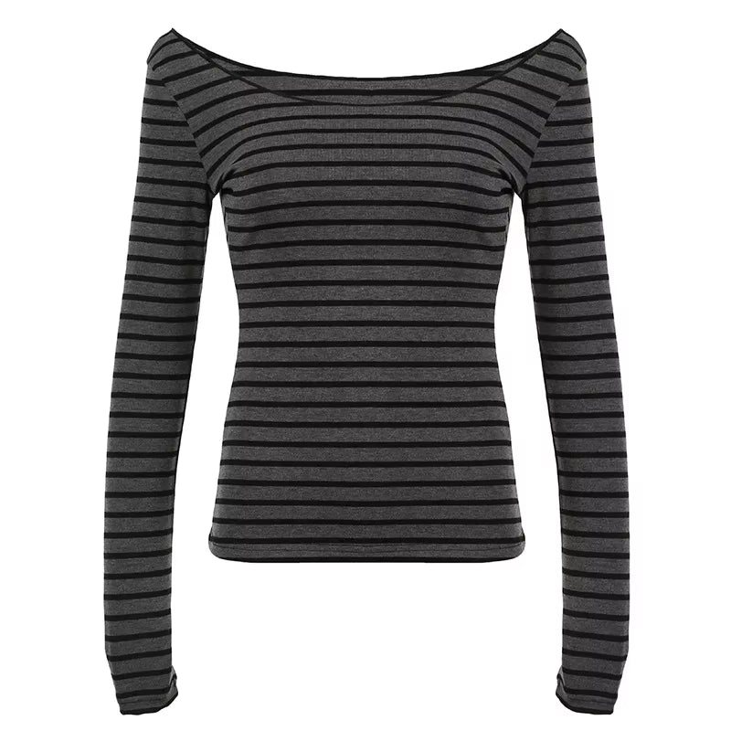 Striped Slim Long Sleeve Top