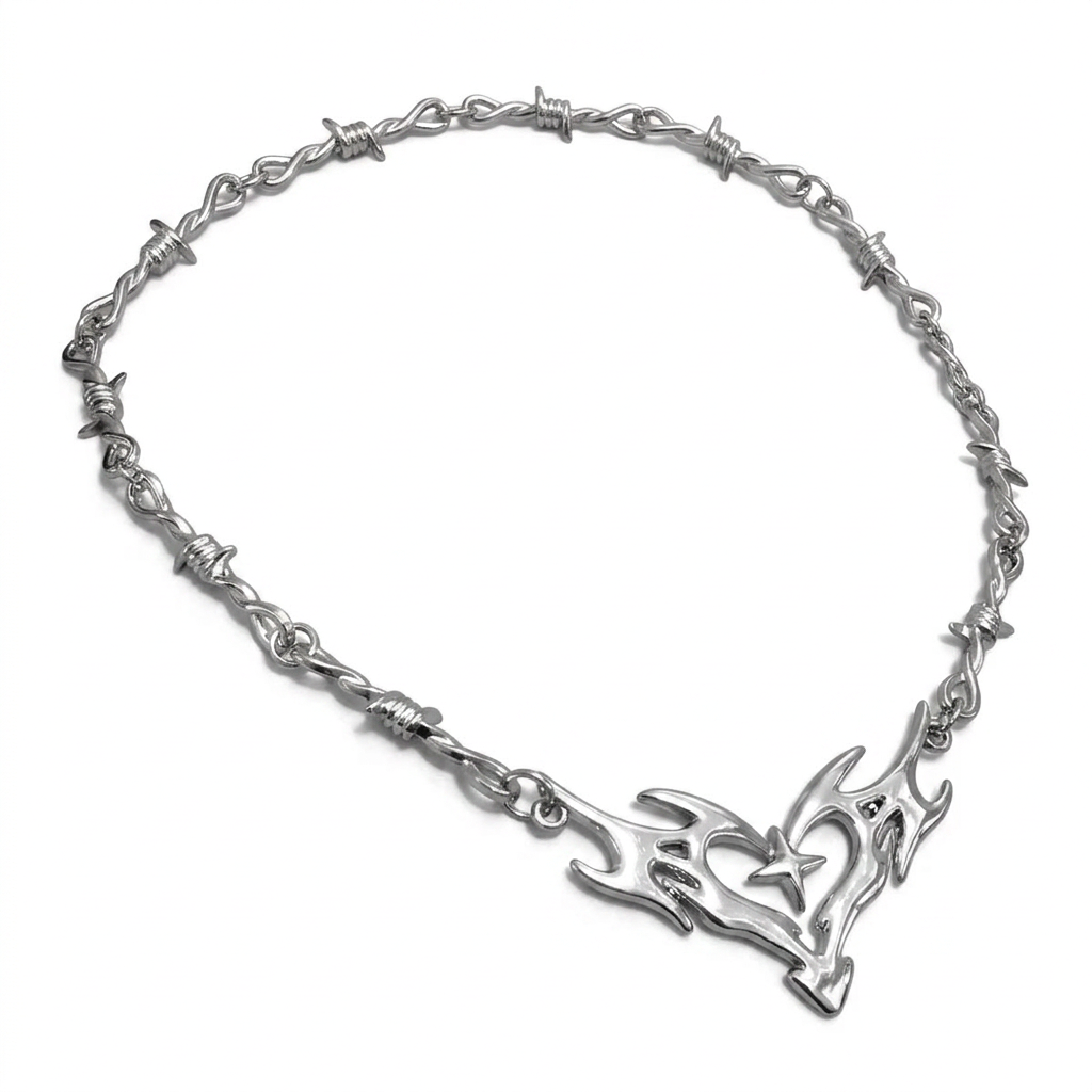 Flame/Wire Heart Choker