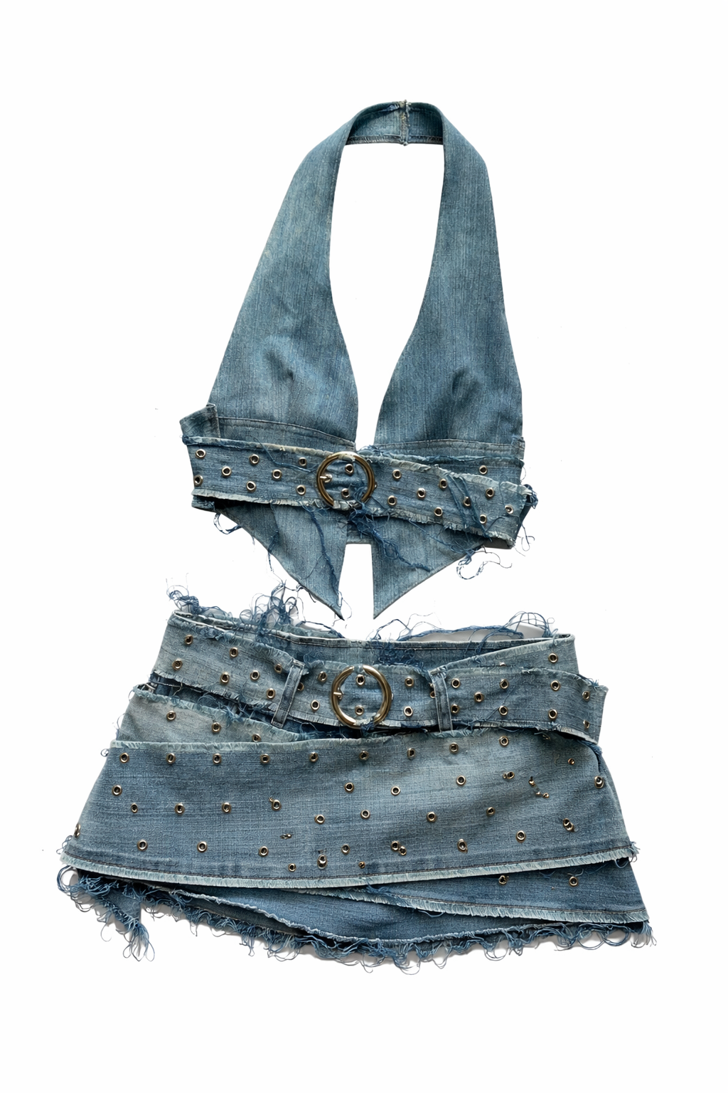 Denim Chic Two Piece Set with silver details