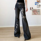 Floral Flared Denim