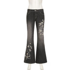 Floral Flared Denim