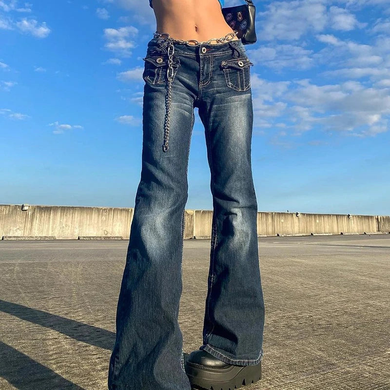 Grunge Vintage Low Waisted Denim Jeans