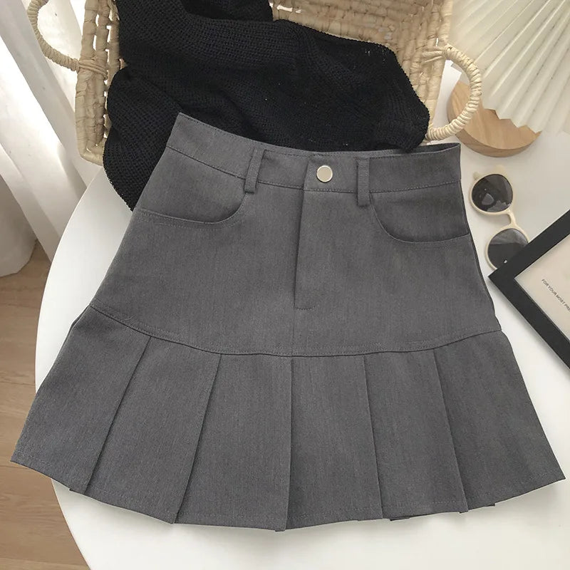 Vintage High Waist Pleated Skirt