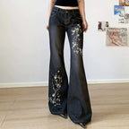 Floral Flared Denim